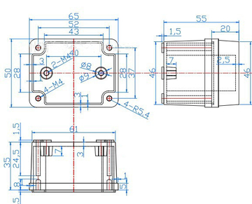 65x50x55 mm outdoor junction box ip65 with clear cover